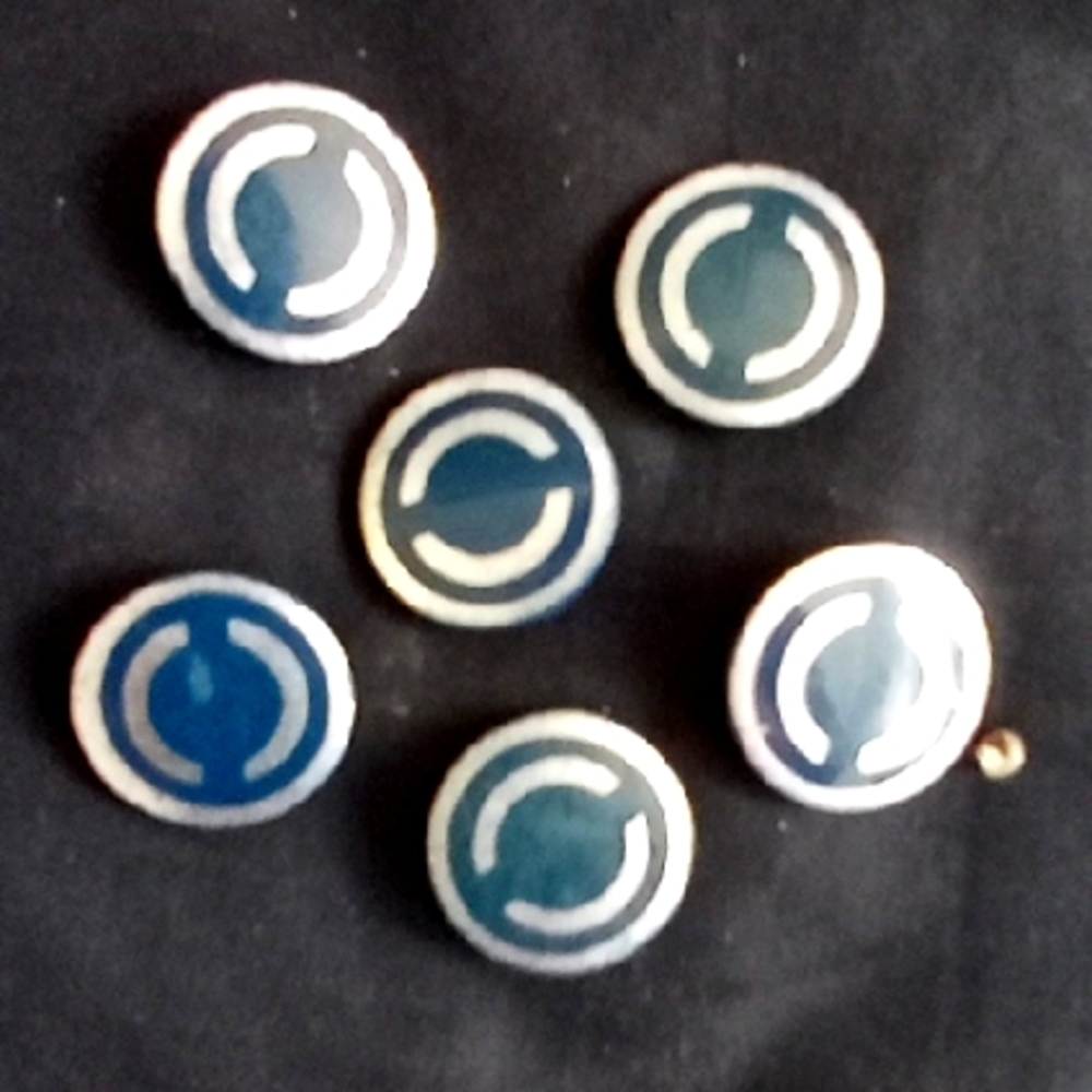 Blue and Silver Circular Pins